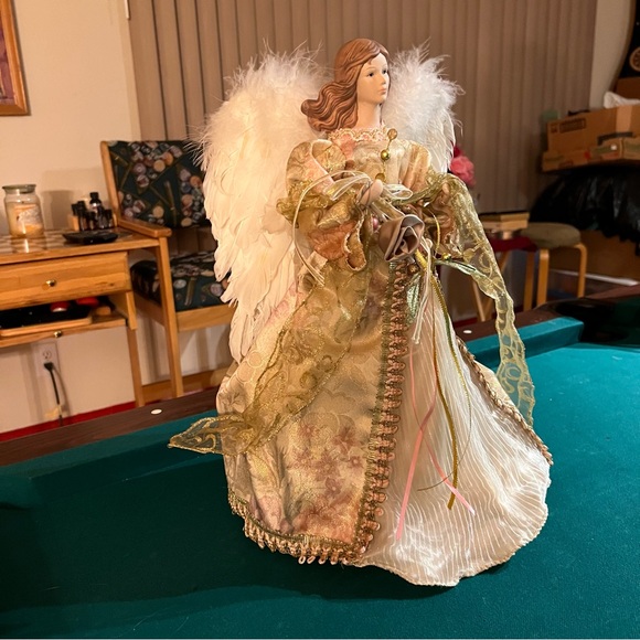 Vintage Angel Tree Topper 16” Porcelain Face - Picture 3 of 8